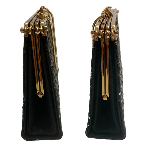 60s Black & Gold Convertible Bag | 3 Way Top Handle  Handbag | L and M - Picture 8 of 10